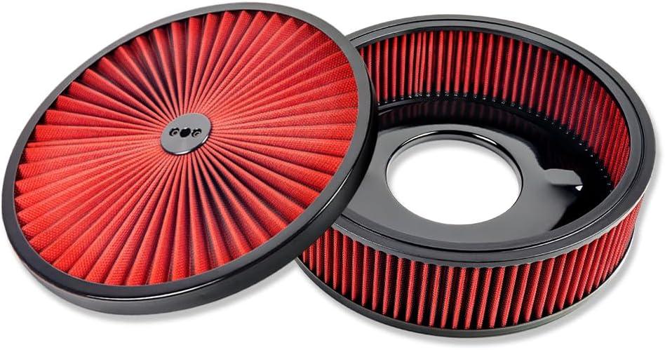 IMOOA
14" x 4" Round Air Cleaner with Red Washable Element & Black Trim For Chevy Ford Mopar