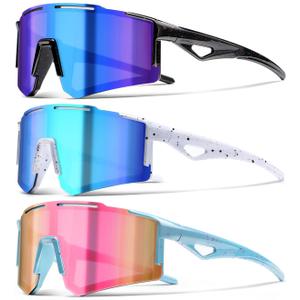 3PACK Kids Sunglasses Youth Baseball Sunglasses for Boys Girls - Softball Cycling Sports Sun Glasses UV400 Protection