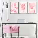 2 Pcs Fashion Pink Bow Canvas Wall Art Preppy Girly Aesthetic Painting Picture Wall Decor Balloon Envelope Poster Prints for College Apartment Girls Bedroom Living Room Home Decor (Poster 16x24 Inch)