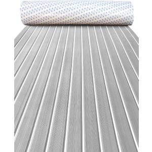 KXKZREN EVA Foam Boat Decking with 3M Adhesive Backing - Strong Self-Adhesive Faux Teak Flooring Sheet 94.5" x 47.2"/35.4"/11.8" Anti-Slip Marine Mats for Motorboat Jon Boats Yacht Kayak, 94.5"L x 23.6"W, area 15.5sq.ft