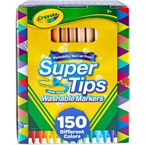 Crayola Super Tips Marker Set (150ct), 2in1 Fine Point & Broad Line Markers for Kids, Gifts for Kids, Colored Markers for Coloring Books, 3+
