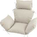 Outdoor Egg Chair Cushion with 8 Securing Straps, Water-Repellent & Fade-Resistant, Removable Cover, Replacement Cushion for Most Single Hanging Swing Egg Chairs Cream