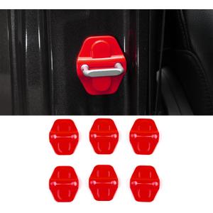 Voodonala for JL Door Lock Cover Buckle Decor Trim for 2018-2024 Jeep Wrangler JL JLU, for Jeep Gladiator JT 2020 2021, ABS Exterior Accessories, 6PAC,Red