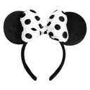 JIAHANG 3D Polka Dot Velvet Mouse Ear Hair Bow Headband,Amusement Photography Headband, Fashion Headwear for Women Girls (3D satin white)