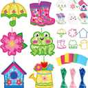 Feifeiya 24 Set Mother's Day Crafts Spring Suncatcher Crafts DIY Spring Tissue Paper Kit Flower Umbrella Rain Boot Hanging Decor Window Art for Mother's Day April Home Activity Party Favors(Rainy)
