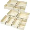 DIMJ Drawer Organizer Clothes, 9 Pack Dresser Organizer, Foldable Closet Organizers and Storage, Fabric Dresser Bins, Drawer Dividers for Nursery, Baby Clothes, Underwears, Sock (Beige)