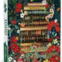 BenBen Puzzles for Adults 1000 Pieces, Vintage Books and Wildflower Jigsaw Puzzle with Letters on Back, Challenging Puzzles for Family Game Night Home Dcor, Book Lovers Gifts