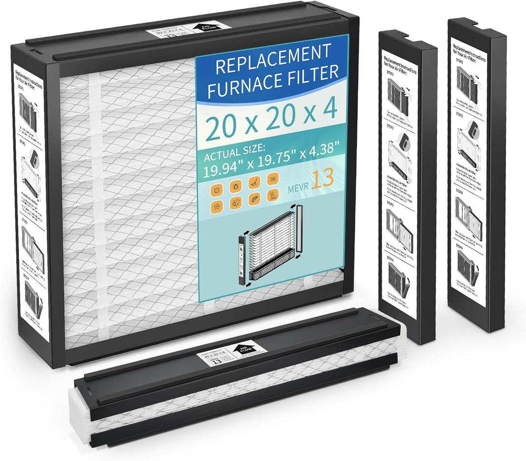 2-Pack 20x20x4 Replacement Air Filter for Honeywell FC100A1011, Lennox X0585 MERV 13 Allergy & Dust Defense, Pleated HVAC AC Furnace Filters(Actual Size: 19.94 x 19.75 x 4.38 Inches)