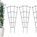 Thealyn 4 Pack 43" Metal Plant Trellis for Pots & Garden Beds, Rustproof Support for Indoor Outdoor Climbing Plants, Vines, Flowers, Fan Shaped, Black