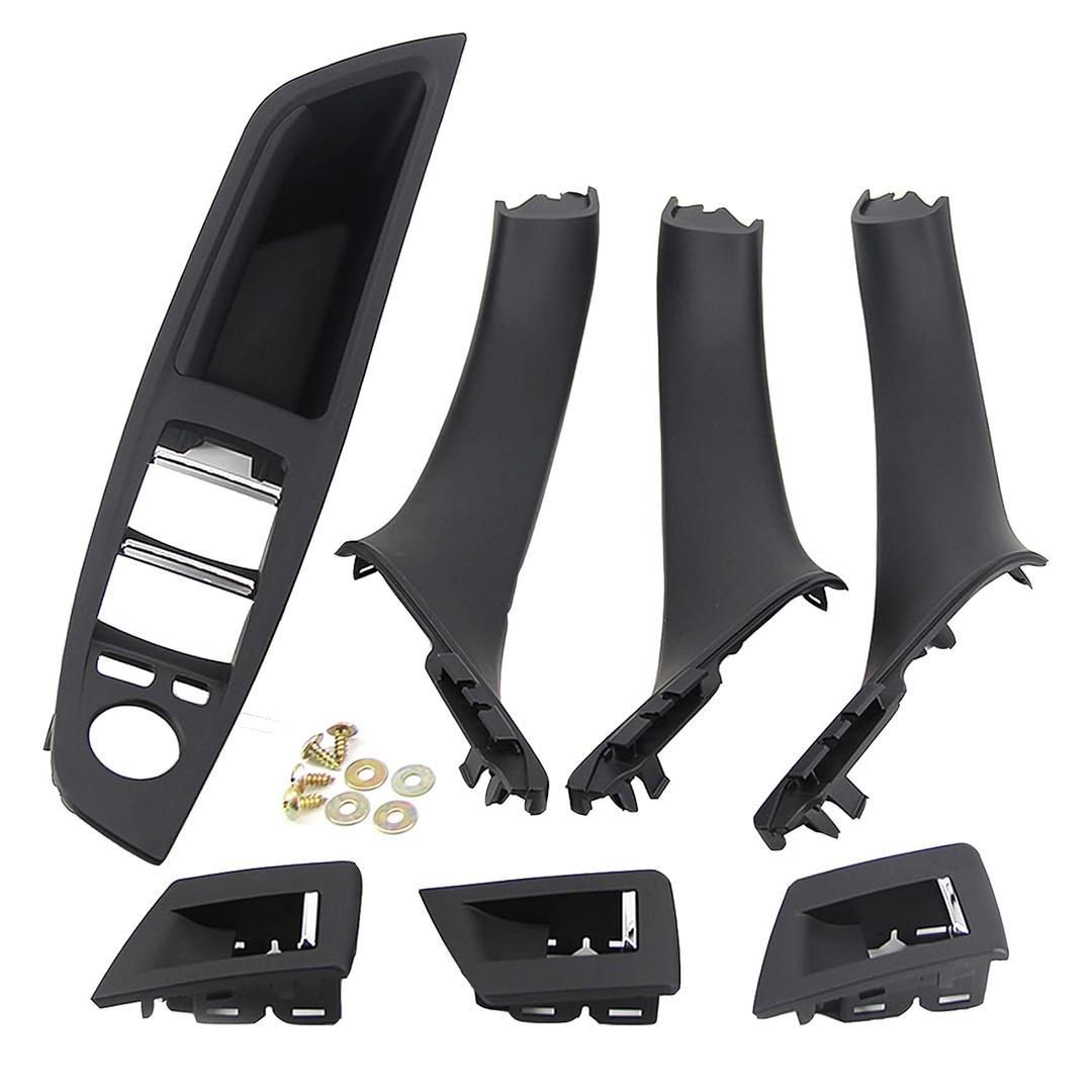 TUNTUN Window Switch Panel Door Handle Compatible with BMW 5 Series 520 523 525 528 530 535 F10 F11 F18 2010-2016 Replaces 51417225873 Black Kits