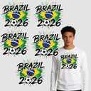 2 x Soccer Iron-on Patches for T-Shirts Brazil 2026 Soccer Cup Green Yellow Blue Brazil National Flag Soccer Motifs 8.6in & 7in Large Iron-On Sew-On for Jackets Jeans Pants Party Outfits DIY Crafts 5 Pcs