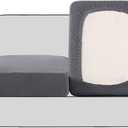 H.VERSAILTEX High Stretch Individual Seat Cushion Covers Sofa Slipcovers Couch Cushion Covers Sofa Covers Featuring Jacquard Textured Twill Fabric (2 Pack for 2 Cushion Loveseat, Grey, One)