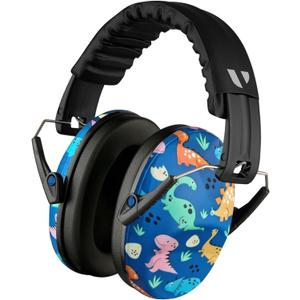 Vanderfields Hearing Protection Ear Muffs - Over 33 dB (2K Hz) Broad Noise Cancelling Sound Reduction Earmuffs for Kids 3-12, Dinosaur Club