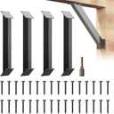 4 Pack 45 Degree Angle Support Bracket, 45 Corner Angle Brace Heavy Duty for Wood Beam Pergola Brackets
