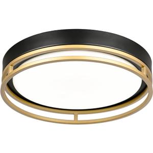 12.5 Inch LED Flush Mount Ceiling Light Fixture, 26W, Super Bright 1700 Lumens, 3 Color 3000K/4000K/5000K, Dimmable Ceiling Lamp for Bedroom Hallway Bathroom Kitchen Laundry (Black Gold)