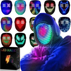 MEGOO Led Mask with Gesture Sensing Transforming,Light Up Luminous Digital Glow Mask for Halloween Rave Dj Party Masquerade