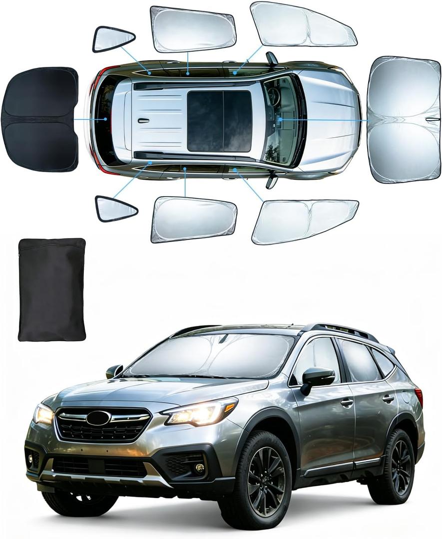 Front Rear Side Window Covers for Outback 2020-2025 7 PCS | Windshield Sunshade Accessories Full Window Sun Shades Fixed Sun Visor Blocker Privacy Car Keep Car Cool