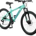 Mongoose Grafton Mountain Bike, 26 Inch Bike for Men and Women, 21 Speed, Aluminum Frame, Knobby Mountain Tires, Suspension Fork, Trigger Shifters, Mechanical Disc Brakes, Adult Bicycle