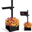 Colingmill 55 Inch/4.58 ft H Wooden Mailbox Post with Planter Box for Outside Decorative Post Flower Box(Not Included Mailbox)(Black)