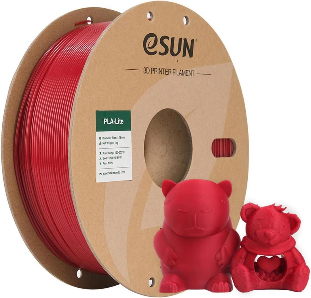 eSUN PLA Filament, Red 3D PrintingFilament 1.75mm Dimensional Accuracy +/- 0.03mm, 1kg Carboard Spool (2.2lbs) 3D Printer Filament, Fire Engine Red