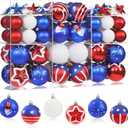 100Pcs 4th of July Tree Decorations Patriotic Ornaments, 2.36'' Memorial Day Red White Blue Ornaments and Star, Shatterproof American Hanging Ball Decor for Independence Day USA 250th Holiday