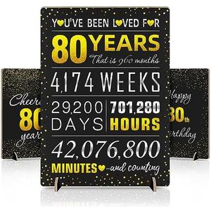 Pack of 2 Giftota 80th Birthday Decorations - 3 Pack 3mm Thickness Birthday Poster - 80th Birthday Gifts with Stand - Birthday Party Decorations for 80 Year Old - 80th Birthday Table Sign for Party Supply