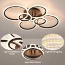 Modern Ceiling Light, 6 Rings Black Dimmable Flush Mount Ceiling Light with Remote, Acrylic Close to Ceiling Lighting Fixture for Living Room Dining Room Bedroom Kitchen (Black, 6 Heads)