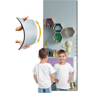 Unbreakable Acrylic Full Length Mirror for Wall Mounted, Full Body Mirror for Kids, Plastic Safe Shatterproof, Extra Thick 1/8", 12" x 12" x 4 PCS, Workout Mirrors for Home Gym, Bedroom Over The Door