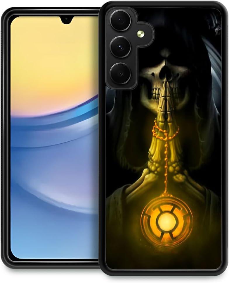 CARLOCA Compatible with Samsung Galaxy A15 Case,Grim Reaper Yellow Samsung Galaxy A15 Cases Graphic Design Shockproof Anti-Scratch Drop Protection Case