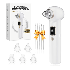 Electric Blackhead Remover Vacuum with Heating, 3 Suction Levels 5 Probes Pore Extractor Kit, Rechargeable Deep Pore Cleansing Tool for Women & Men (White)