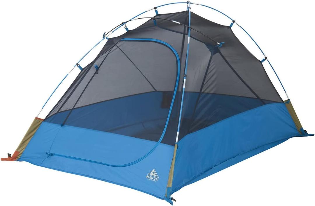 Kelty Tanglewood 2 or 3 Person Backpacking and Car Camping Tent  Sturdy Frame, Quick Corners for Easy Setup, Double Stake Vestibule, Clip-on Rainfly (Blue)