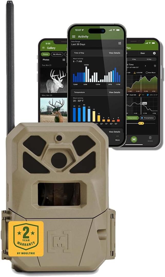 Moultrie Edge 2 Pro Cellular Trail Camera - Auto Connect Nationwide 4G LTE - On Demand 40MP Photo - 1440P Video with HD Audio - Ai False Trigger Elimination - 100 Ft Detection Range - No-Glow Flash