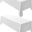 Surmente 2 Pack White Rectangle Tablecloth 60 x 102-inch Rectangular Polyester Table Cloth for Weddings, Banquets, or Restaurants