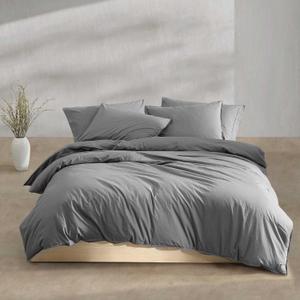 Calvin Klein - King Comforter Set, Modern Cotton Washed Percale Bedding with Matching Shams, Oeko-Tex Certified (Washed Percale Graphite, King)