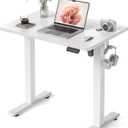 FEZIBO 32" Small Electric Standing Desk Adjustable Height, 3 Memory Height Settings, Sit Stand Up Desk for Home Office & Computer Workstation, White