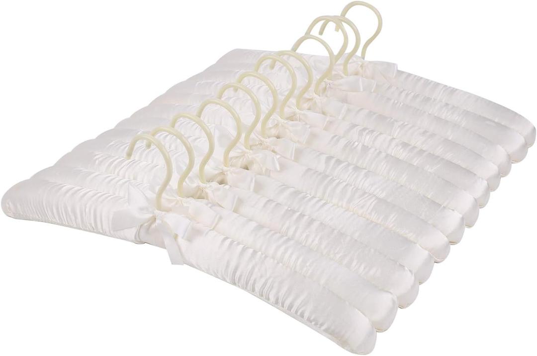 Tosnail 12 Pack Satin Padded Hangers Foam Padded Hangers Dress Hanger - Ivory