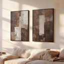 Framed Modern Brown Abstract 2 Piece Wall Art for living room, 24x36 Inch, 24" W x 36" H x 2Pcs