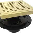 WEBANG 6" Square Shower Floor Drain with Flange,Quadrato Pattern Grate Removable,Food-Grade SUS 304 Stainless Steel,Watermark&CUPC Certified, Brushed Gold