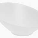 Disposable Angled Plastic Bowls Round Large Serving Bowl, Elegant for Party's, Snack, or Salad Bowl, White, Pack of 12, 9.5x7 inches