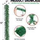 100 Pack Christmas Garland Ties Artificial Pine Needles Faux Pine Greenery Stems 12 Inch Twist Wired Tree Branches for Christmas Craft Gift Wrapping Holiday Decor