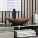 Bathroom Leaf Shape Artistic Glass Vessel Sink, Brown, 14"D x 22"W x 7"H