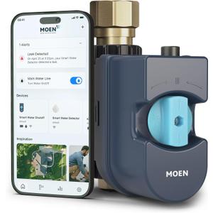 Moen Flo 1-inch Smart Water Shut Off Valve, Smart Home Water Monitor Leak Detector, Wifi Connected, App Enabled Flow Meter and Shutoff, 900-006