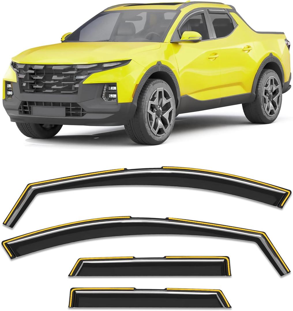 in-Channel Window Rain Guard for Hyundai Santa Cruz 2022 2023 2024 2025 2026 Rain Guards Side Window Visors Low Profile Vent Visor Window Deflectors Vent Shades Car Accessories