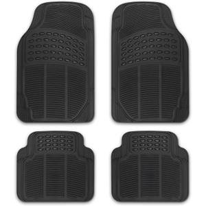 NASCAR Premium Car Floor Mats - 4-Piece Set | Heavy Duty All-Weather Rubber | Universal Trim-to-Fit for Cars, Trucks & SUVs | Traps Dirt, Snow & Water | Black Floor Mats