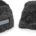 STUDIOFINIX 6.5" Rock Speakers Outdoor Waterproof - 5.3 Bluetooth Wireless Speaker Solar Powered Max Peak 200W for Garden,Patio,Deck,Pool,Backyard (Gray 1 Pair) (6.5 Inch)
