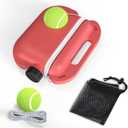 Tennis Trainer Rebound Ball with 3 String Balls, Solo Tennis Training Equipment, Portable Training Tool, Rebounder Kit, Suitable for Beginners Sport Exercise (Red)