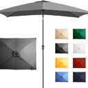 Ayge 6.5 Rectangular patio Umbrella rectangle pool Umbrella for patio Grey | Ribs, push-button tilt & crank. UPF50+ waterproof canopy. Rust-resistant pole. Fits patio table, backyard, pool.