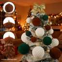 Lanpn 4 Pcs 6" Large Christmas Ornaments, Oversized Velvet Xmas Tree Ball, Big Flocked Christmas Tree Ornament, Shatterproof Plastic Balls for Yard Lawn Holiday Hanging Decor, Neutral Color (Beige-Brown-Dark Green)