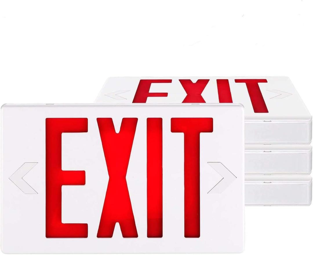 SPECTSUN 4 Pack Led Exit Sign with Battery Backup, Hradwired Red Exit Light LED - 4 Pack, Lighted Exit Sign Bulb/Exit Combo Light/Battery Exit Sign/Lighted Exit Sign Battery Powered