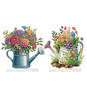 Tontut 2 Pcs Flower Diamond Art Painting Desktop Jewelry Kits, DIY Special Shape Diamond Art Desktop Decorations for Home Office Desktop Decoration Art Crafts, TT-US-BL2004